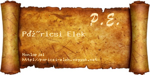 Páricsi Elek névjegykártya